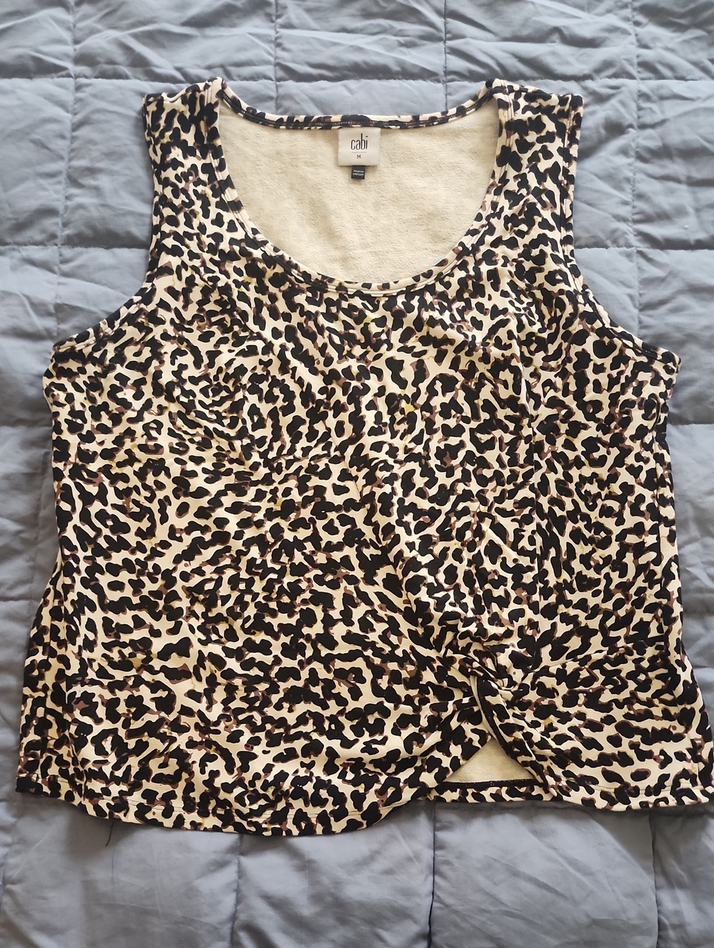 CAbi Leopard-Print Tank Top in Beige and Black